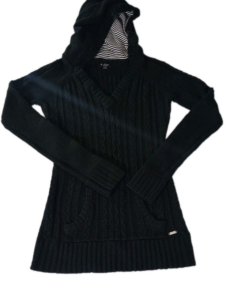 Guess  Black Knit Sweater Long Sleeve Pull Over Sz M